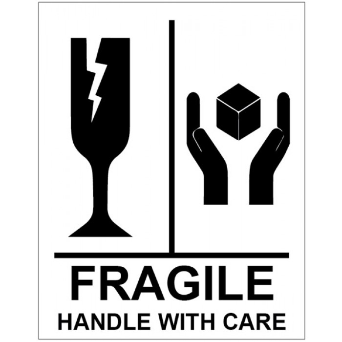 Fragile Handle With Care Self Adhesive Labels 75x100mm 250 Per Roll