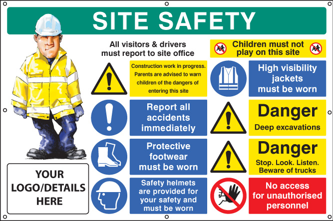 Site Safety Multi Message Deep Excavations Custom Banner C W Eyelets 1270x810mm