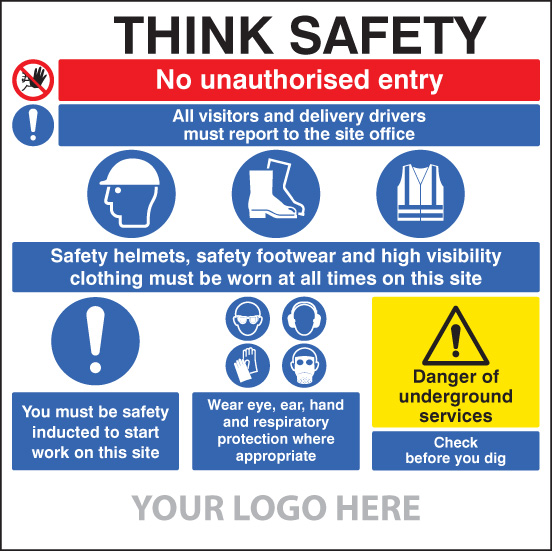 Site Safety Board, Multi-message, Underground Services, Site Saver Sign ...