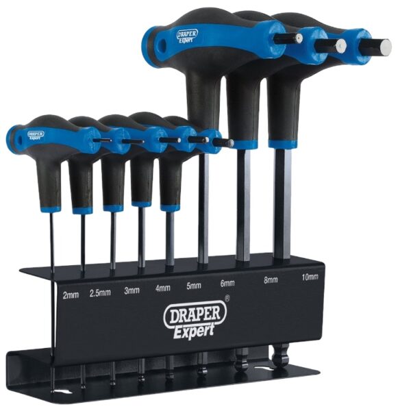 Draper Expert Soft Grip 'T' Handle Hexagon & Ball End Key Set (8 Piece)