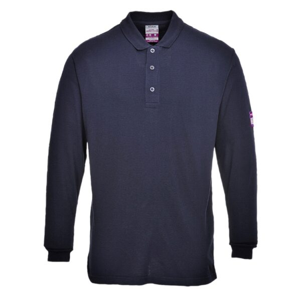 Flame Resistant Anti-Static Long Sleeve Polo Shirt - Image 2