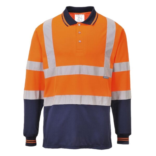 Hi-Vis Long Sleeve Contrast Polo Shirt - Image 2