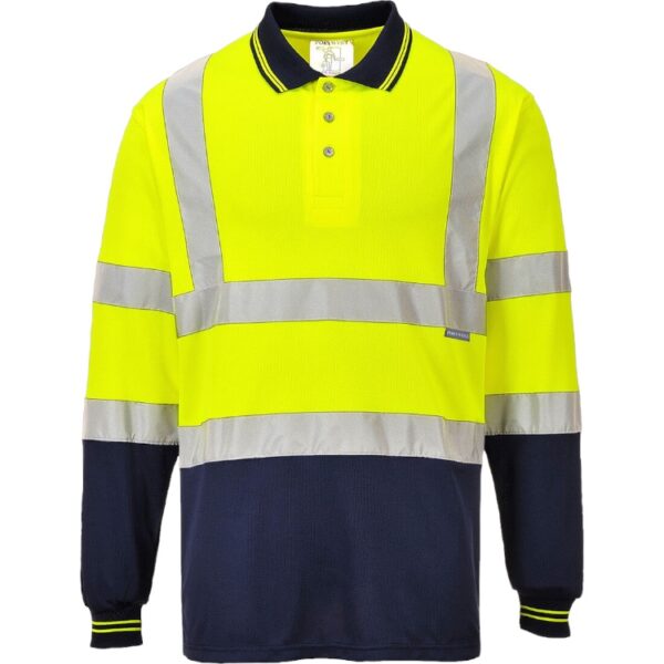 Hi-Vis Long Sleeve Contrast Polo Shirt